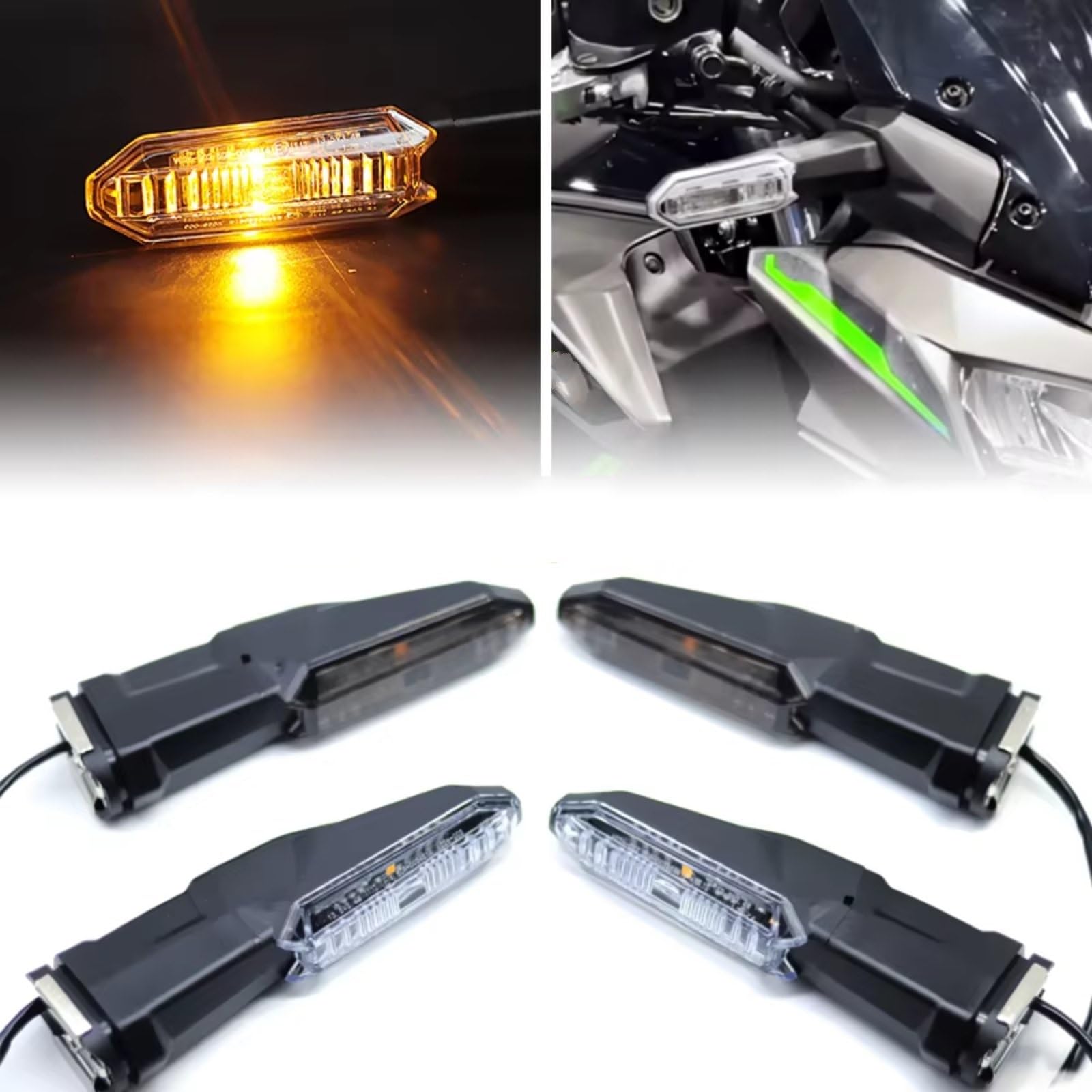 Per ER-6N Per ER-6F 2009-2016 Per NINJA125 2019-2020 Per NINJA 650 2017-2020 Indicatore Di Direzione Lampeggiante Universale Per Moto Indicatori Moto(Clear)