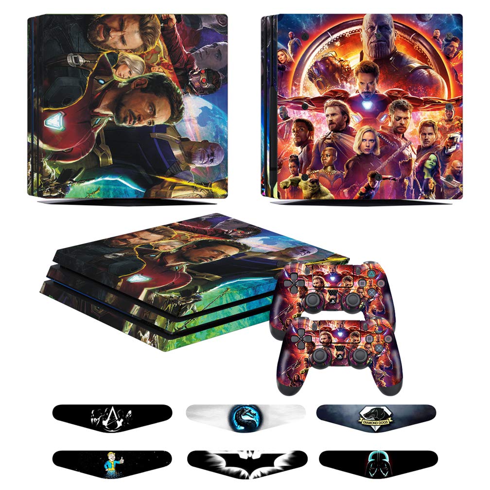 PS4 Pro Skins - Decals for PS4 Controller Playstation 4 Pro - Stickers Cover for PS4 Pro Controller Sony Playstation Four Pro Accessories with Dualshock 4 Two Controllers Skin - Ironman