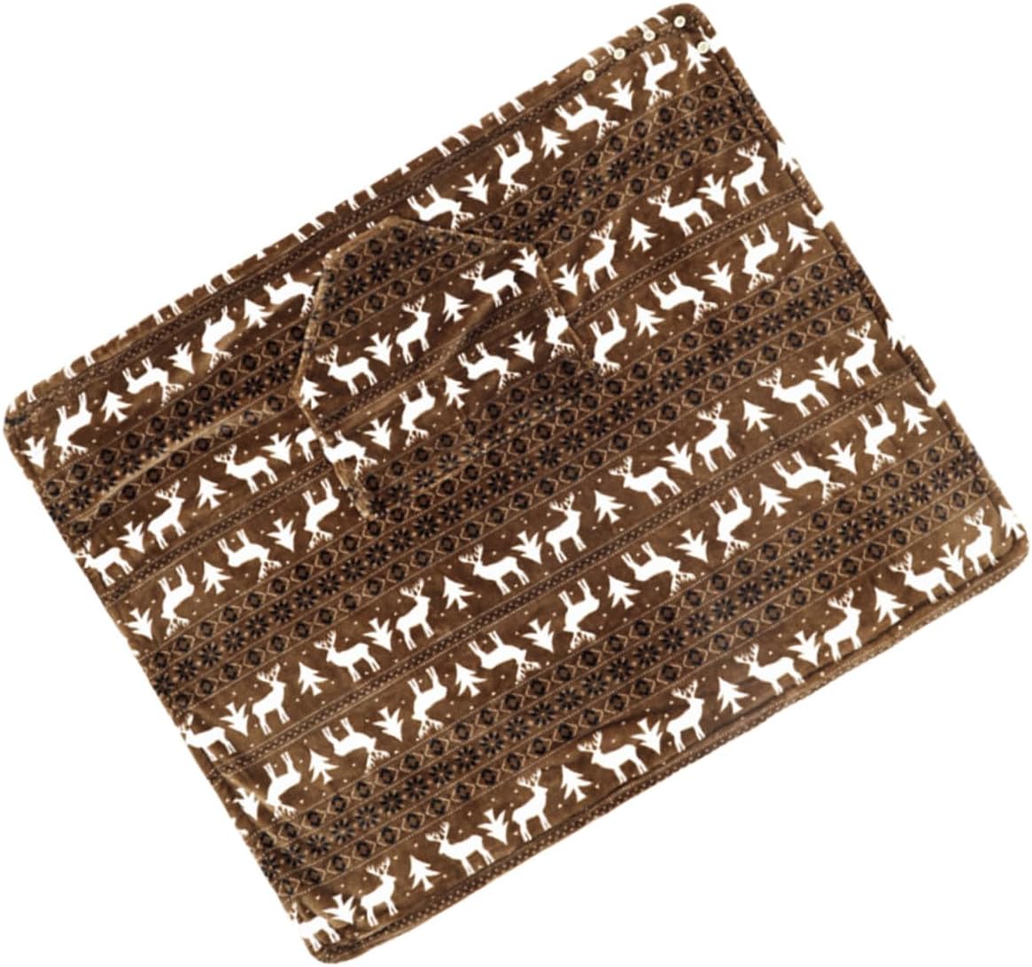 Elderly Throw Blanket for Wheelchair Warm Lap Blanket with Coffee Deer Pattern, Soft Skin-Friendly Fleece for Winter Travel and Nursing Care