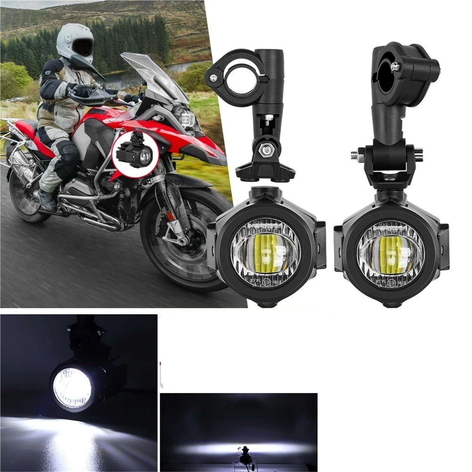 Generico Faro del Motociclo Lampada Ausiliaria Universale per Fendinebbia per Moto, Faretti per, Faro Aggiuntivo per Ducati