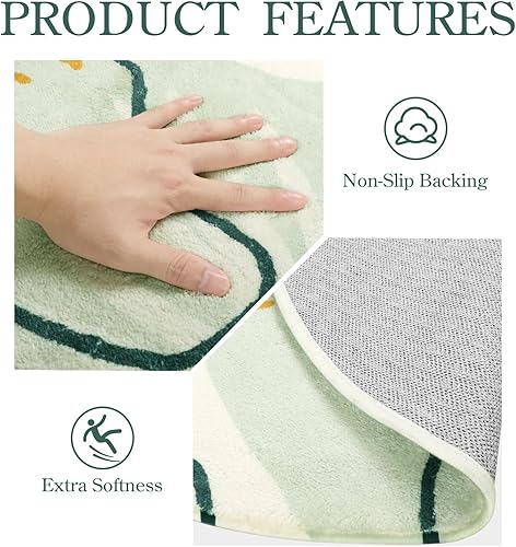Miniatura 5 de Lahome Alfombras verdes lavables a máquina, alfombra de 6 x 9 pies para sala de estar, antideslizante, grande, bohemio, ligera, no se desprende,
