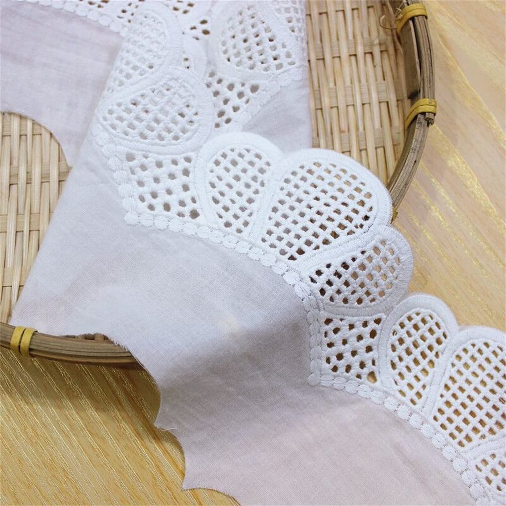 Générique Ruban brodé en Coton Creux en Dentelle Blanche Bricolage Robe en Dentelle Faite à la Main Rideaux vêtements Accessoires de Couture (Couleur : Blanc, Taille : 11 cm) (Blanc 11 cm)
