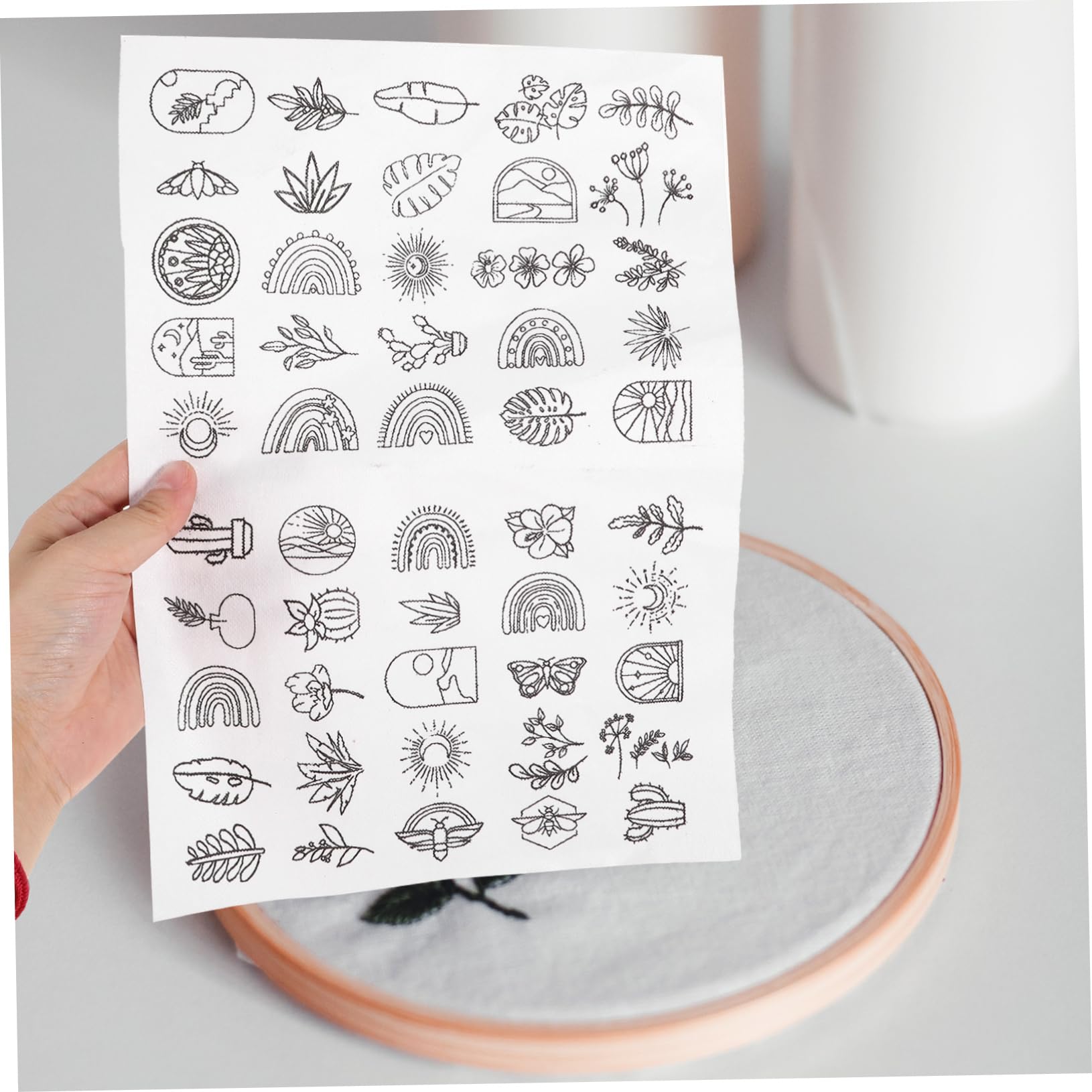 SHINEOFI 5 Blätter Handnäh Stabilisator Stich Kits Wasserlösliche Stickunterlage Reiß Nähzubehör Mini Klebestabilisator Für Maschinenstickerei Auflösbare Mikrotücher Netzpapier