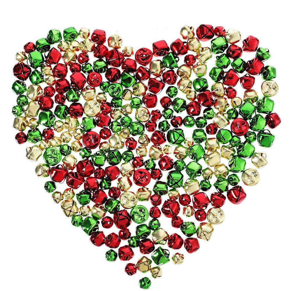 Suneast 100 Pcs Christmas Musical Jingle Sleigh Bells Bulk Beads for Festival Decoration DIY Jewellery Making - Colorful - 10mm