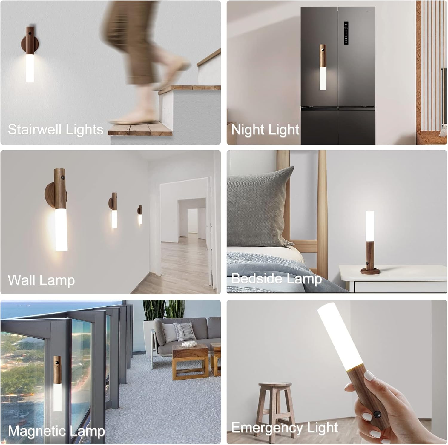 WORLUDE USB Wandleuchte: Elegante Holzlampe mit Bewegungsmelder für Wohnzimmer und Flur