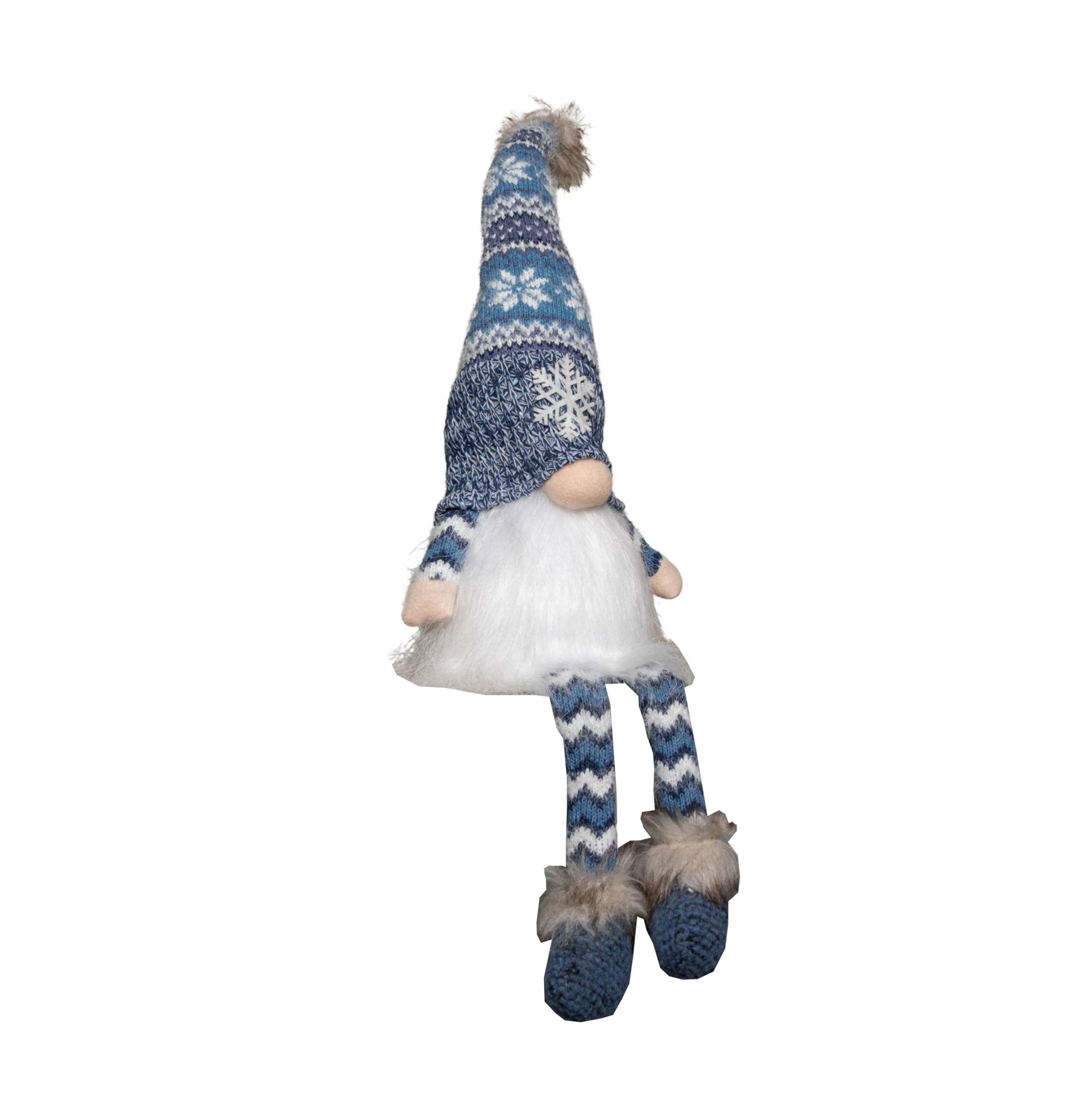 Samuel Alexander 55cm Light Up Blue Christmas Gonk Decoration - Snowflake Hat, Dangly Legs - Battery Operated