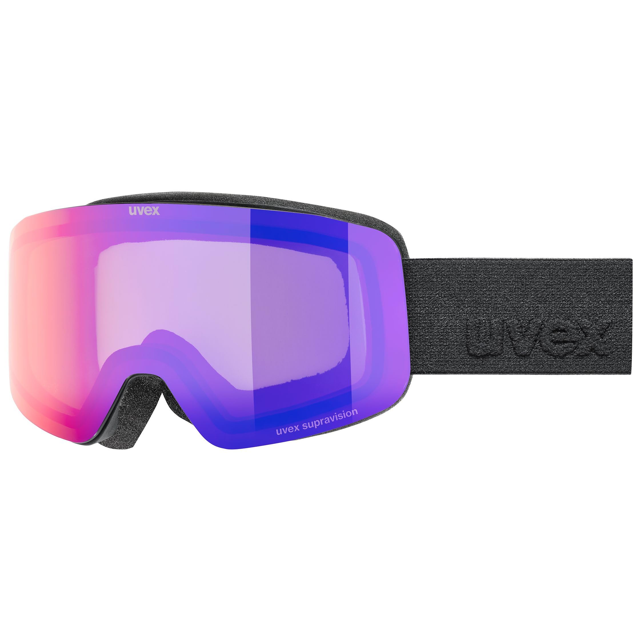 uvex pwdr FM, Gogle narciarskie unisex-dzieci, schwarz matt dl/rubinrot-klar, one size
