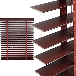 Cordless Wood Blinds for Indoor Windows, Horizontal Faux Wooden Blind, Blackout Privacy Window Shades, 2'' Room Darkening Venetian Blinds for Living Room Bedroom Bathroom(Mahogany)