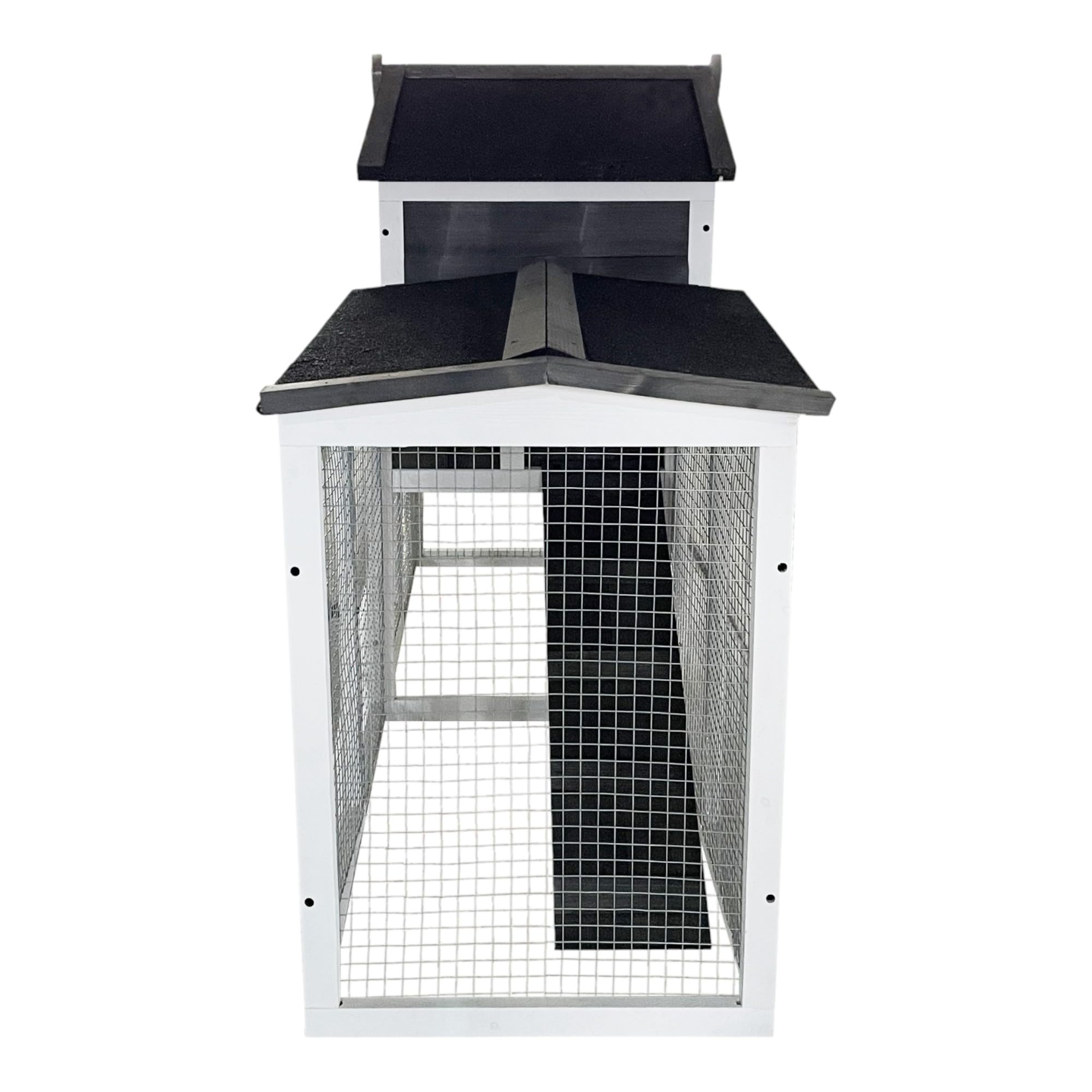 Conejera de Madera 145x45x85 cm – Jaula Exterior para Conejos y Cobayas, Caseta Resistente con Techo Asfáltico y Bandeja Extraíble, para Todas Las Estaciones (Gris)