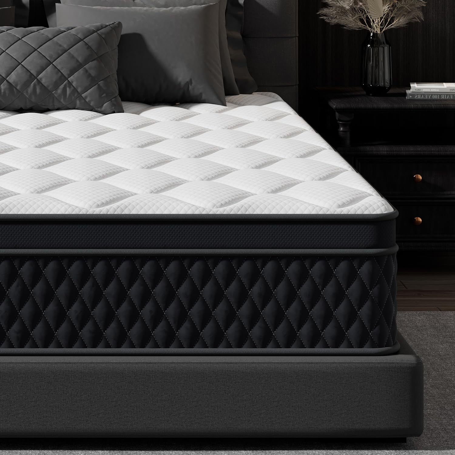 ABENE Double Mattress 10.6Inch Memory Foam Pocket Spring Single Bed Mattress 3FT, Medium Firm Hybrid 7 Zone Orthopedic, OEKO-TEX Certified Soft Fabric (135x190x27cm)