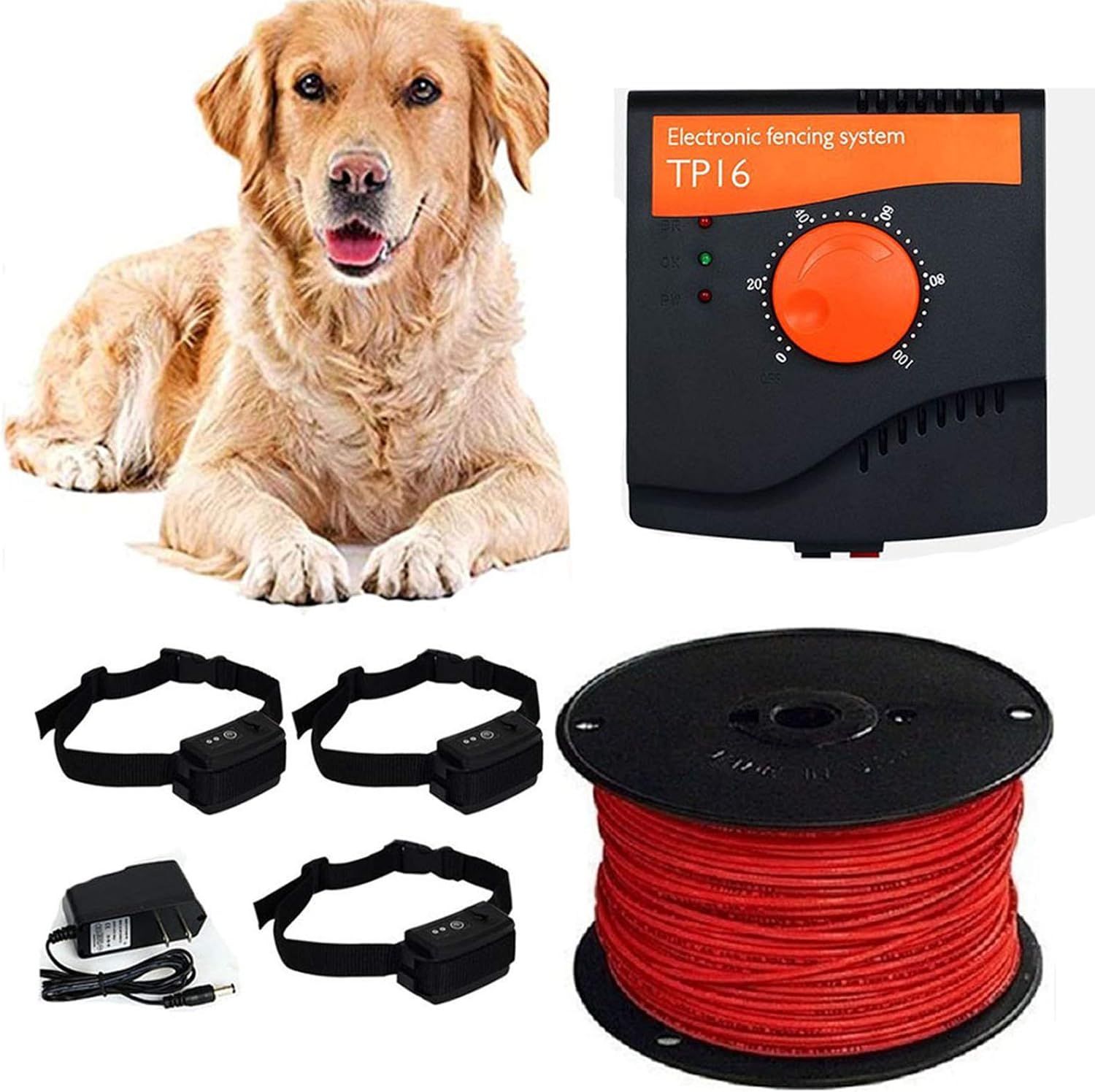 Dog Fence Systems, Waterproof Dog Training Collar, Shock Adjustable Underground Electric Fencing System, Stay & Play Wire Fence for All Dogs,for3dogs