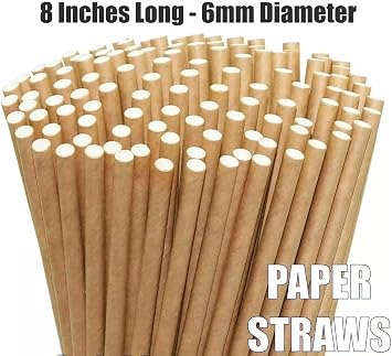 250 Paper Straws Cardboard Brown Kraft in Box Recycle Biodegradable Compostable Drinking Straws 1 Box