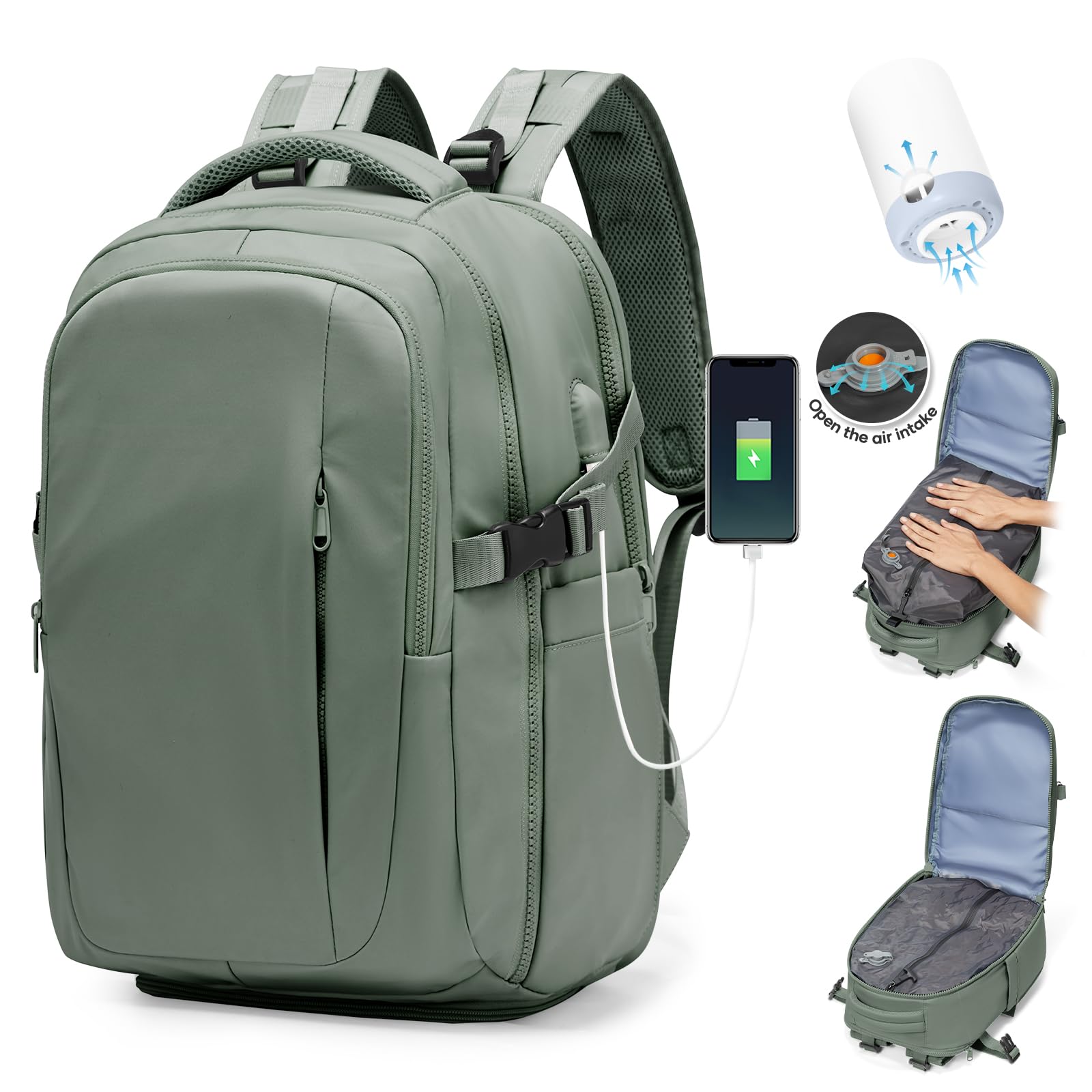 SZLX Zaino Ryanair 40x30x20 Sottovuoto con Pompa Zaino Ryanair 40x20x25 Donna Zaino da Viaggio Wizzair Bagaglio a Mano Uomo per Laptop da 14 Pollici Borse da Cabina 45x36x20 Easyjet con Porta Scarpe