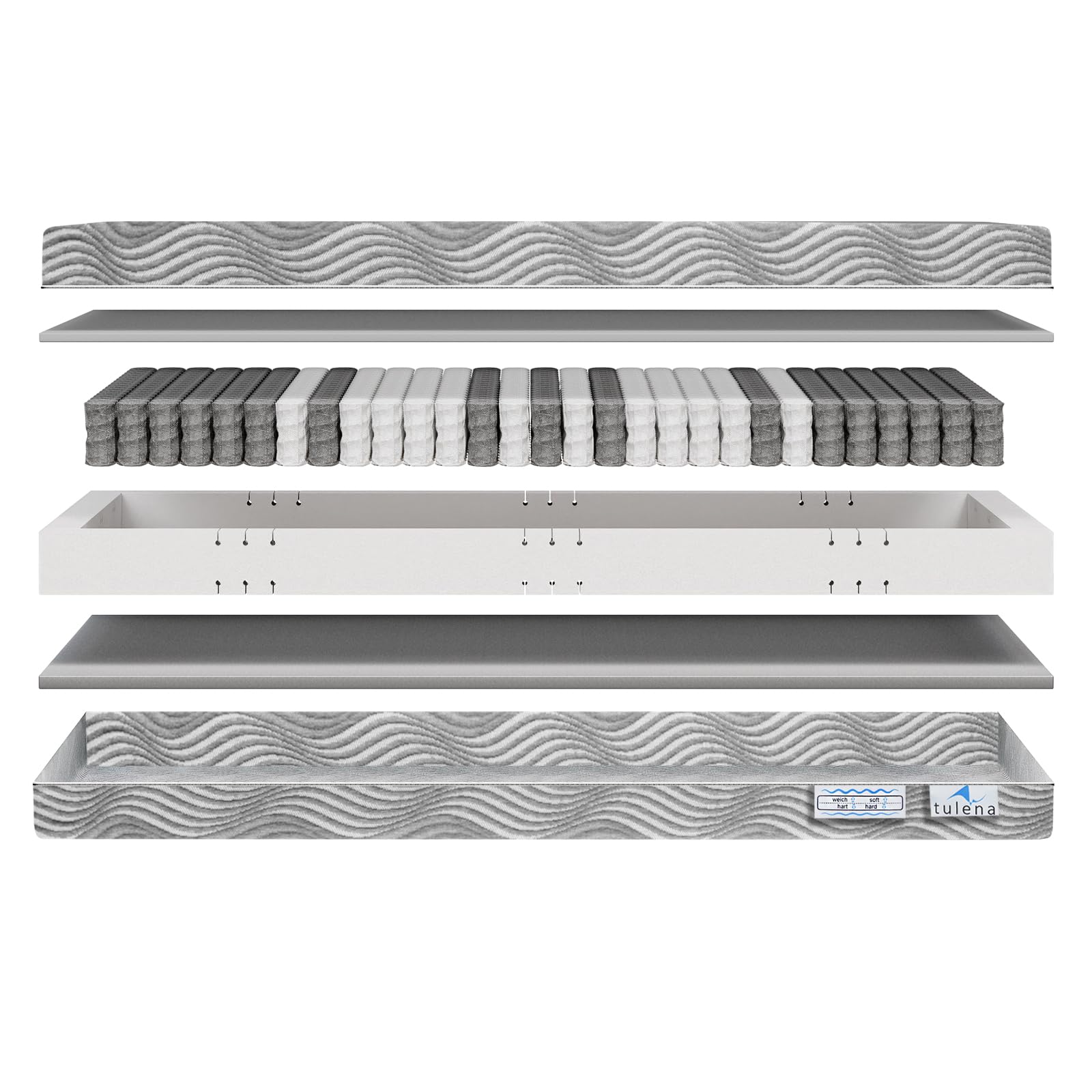 TULENA NOX Matratze 90x200 H1 + H2 Taschenfederkernmatratze 18 cm Basic Matratze für Kinder und Erwachsene - Wendematratze mit Bezug mit Reißverschluss Rollmatratze Oeko-TEX Zertifiziert