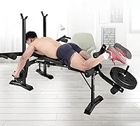 Vista 5 de Equipo de entrenamiento de banco de pesas estándar 6 en 1 para gimnasio en casa, entrenamiento de cuerpo completo, juego de prensa de banco, rizo