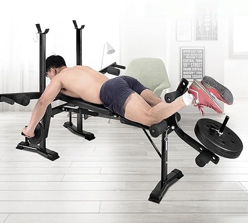 Miniatura 6 de Equipo de entrenamiento de banco de pesas estándar 6 en 1 para gimnasio en casa, entrenamiento de cuerpo completo, juego de prensa de banco, rizo de
