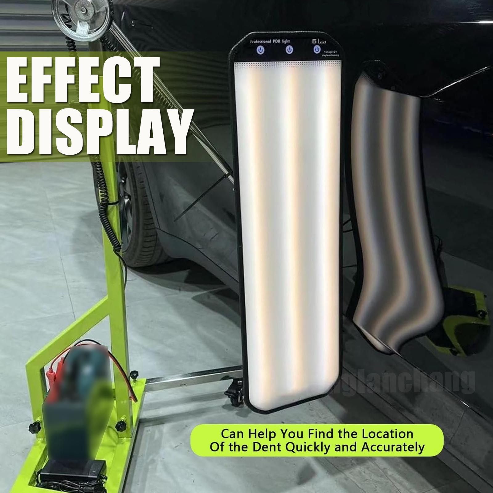 Heavy Duty PDR Light, 95cm LED Scheda di riflessione w/Regolabile Stand & Wheels, 3-Zone Dimming Lampada di Riparazione dell'ammaccatura per Il Corpo Automatico, Alta visibilità Strumento di rimozio
