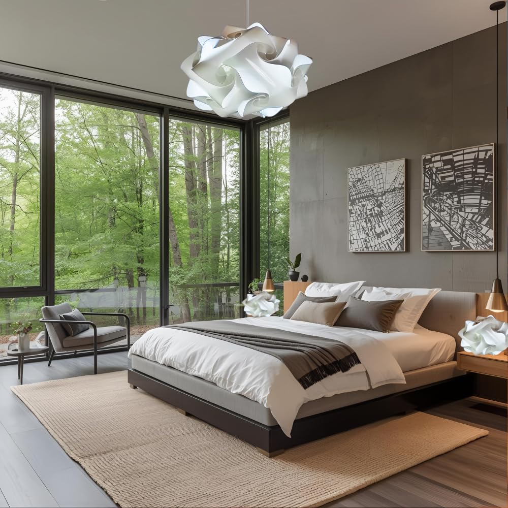 Lampadesign® Lampadario Moderno da soffitto Camera da letto Soggiorno Cucina Sala UFO diametro 50 cm - Lampada a Sospensione Moderna Design scandinavo Lampadina Luce fredda Led E27 17W