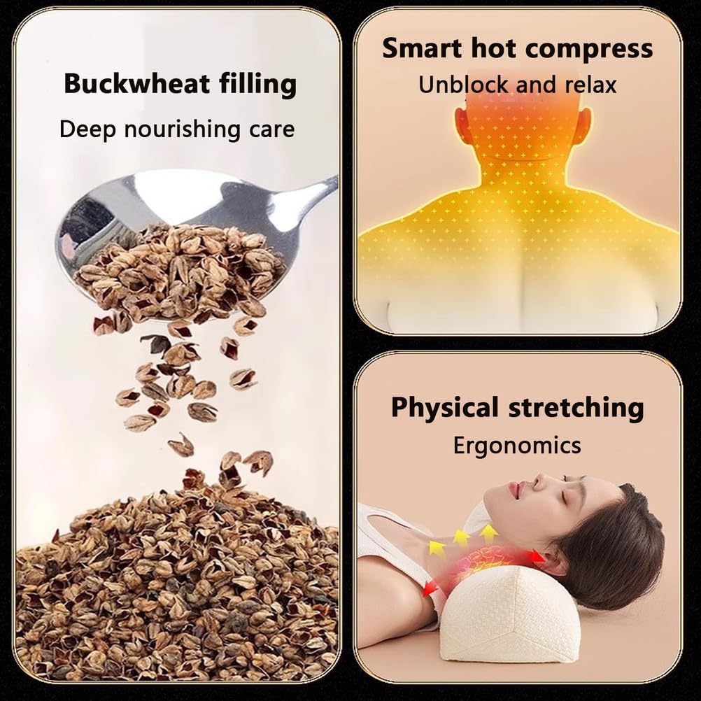 Regulowane poduszki pod szyję z gryki, poduszka grzewcza do kręgosłupa szyjnego, ergonomiczne wsparcie, prezent na Dzień Ojca/Dzień Matki/Boże Narodzenie,Beige hot compress style