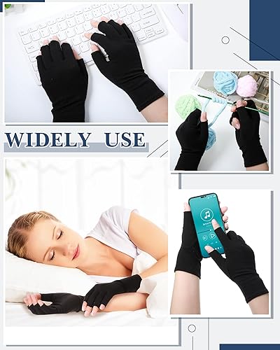 Miniatura 6 de SATINIOR 5 pares de guantes de compresión para artritis, guantes de compresión sin dedos, guantes de alivio del dolor para artritis, hombres y