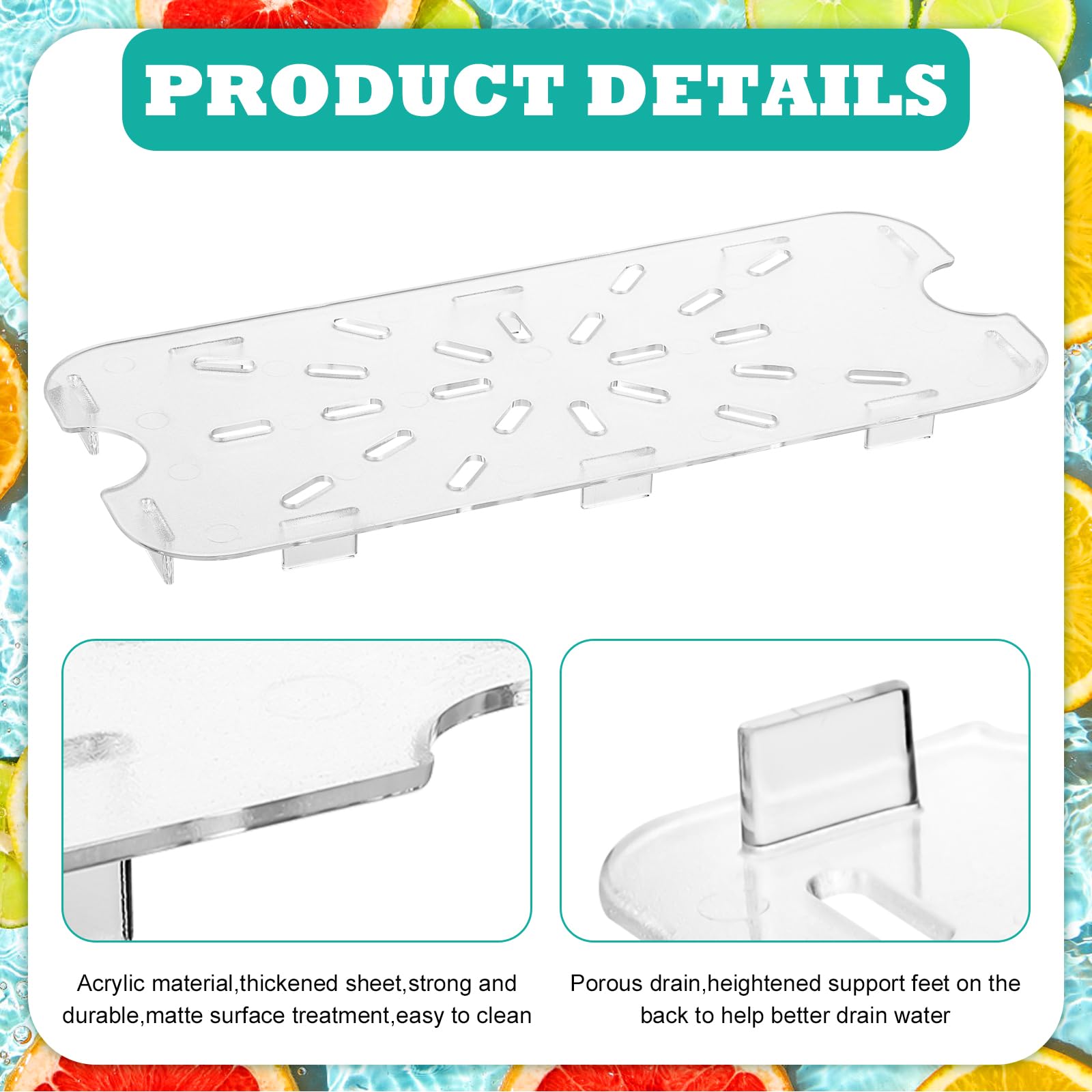 Plastic Drain Shelf For 1/3 Size Food Pan Clear (Pack Of 6 - View #8