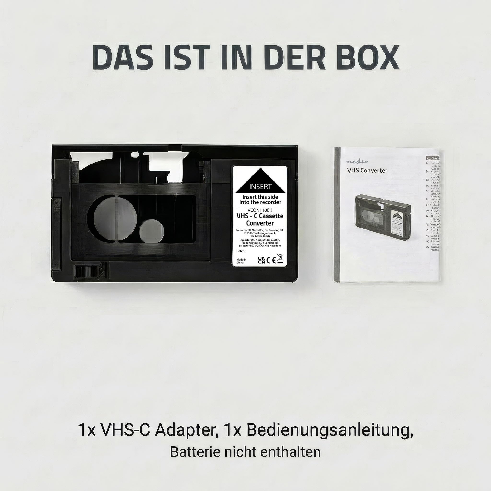 Nedis VHS-Konverter - Konvertierung: VHS-C auf VHS - Plug & Play - Schwarz