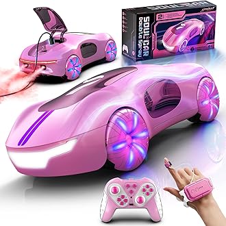 AEROQUEST Gesture Sensing Remote Control Car, Drift RC Stunt Car with Light Spray & Sound, 2.4GHz Hobby RC Cars Toy for Kids, 360° Rotate, Birthday Gifts for Boys Girls 6-12（Pink）