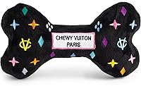 Vista 32 de Haute Diggity Dog Black Checker Chewy Vuiton Bone, Juguetes de Peluche de Diseñador para Perros con Chirriador Interactivo, Estimulante