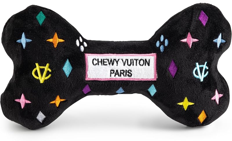 Brinquedo de Pelúcia para Cães Chewy Vuiton Bone Haute Diggity Dog com Squeaker, 25,4 x 13,97 x 3,81 cm