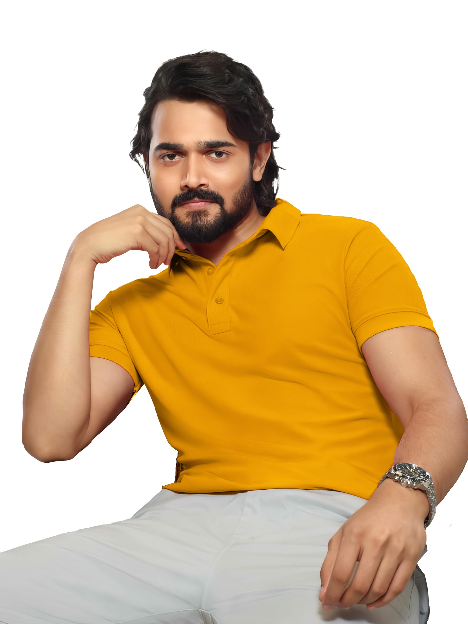 UneeQ Stagley Stylish Aqua Blue Polo Dot Knit T Shirt Collar Neck Cotton Blend T Shirt for Men and Women-image-1