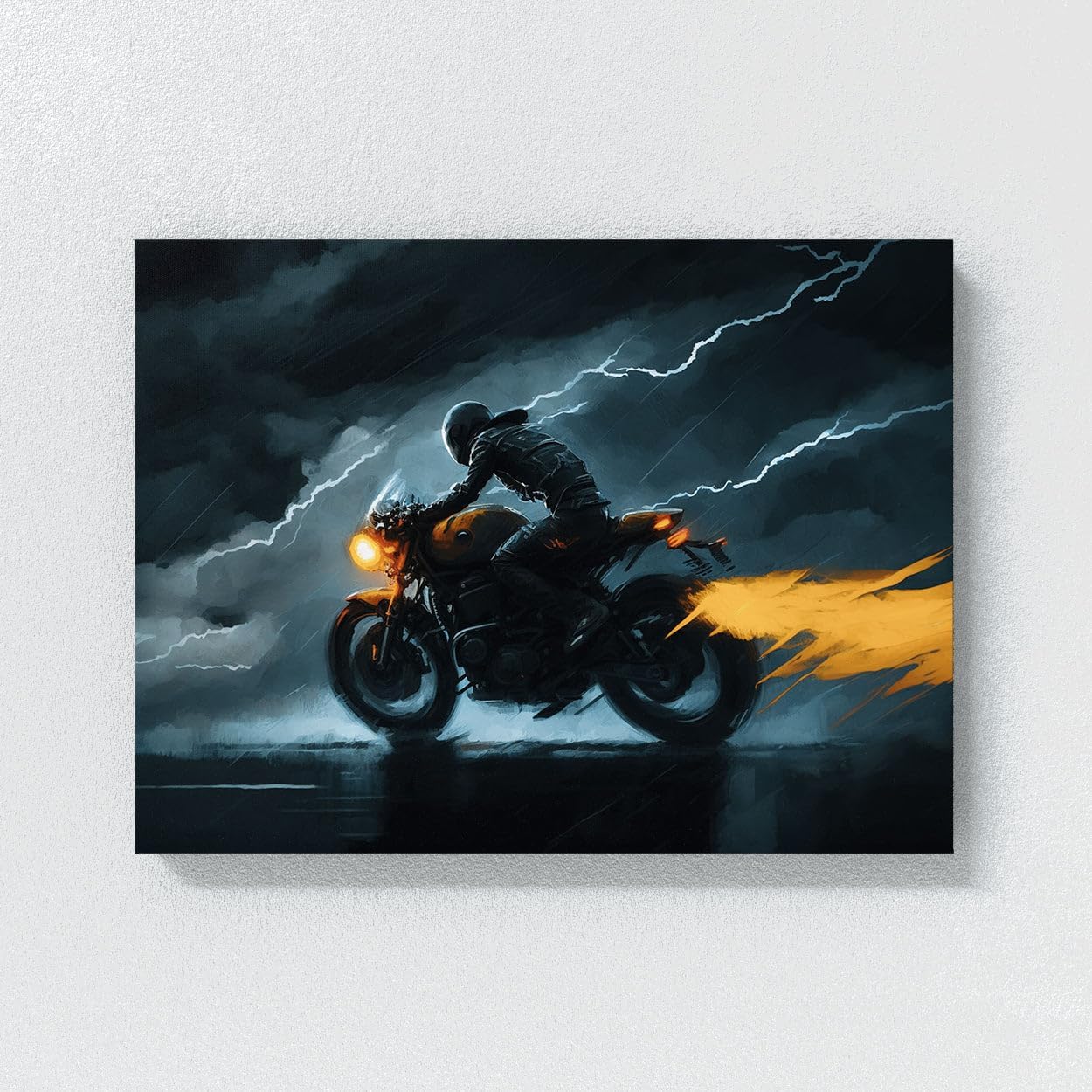 Sense Canvas Motorcycle Racing Stormy Sky 26 Canvas Art - Home Decor Wall Art Print Poster Painting Large 40x30 / 1.5"