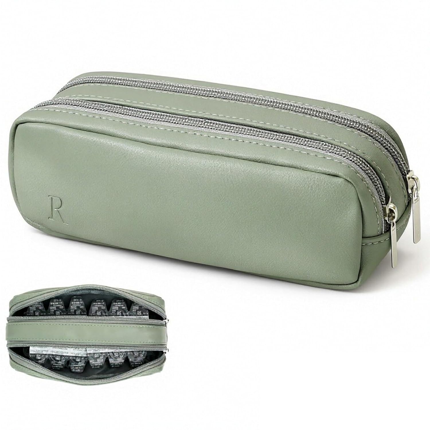 Organizador de Lentes de Contato Diário Portátil com Capacidade para 60 Lentes, Estojo à Prova d'Água e Etiquetas R & L para Viagens