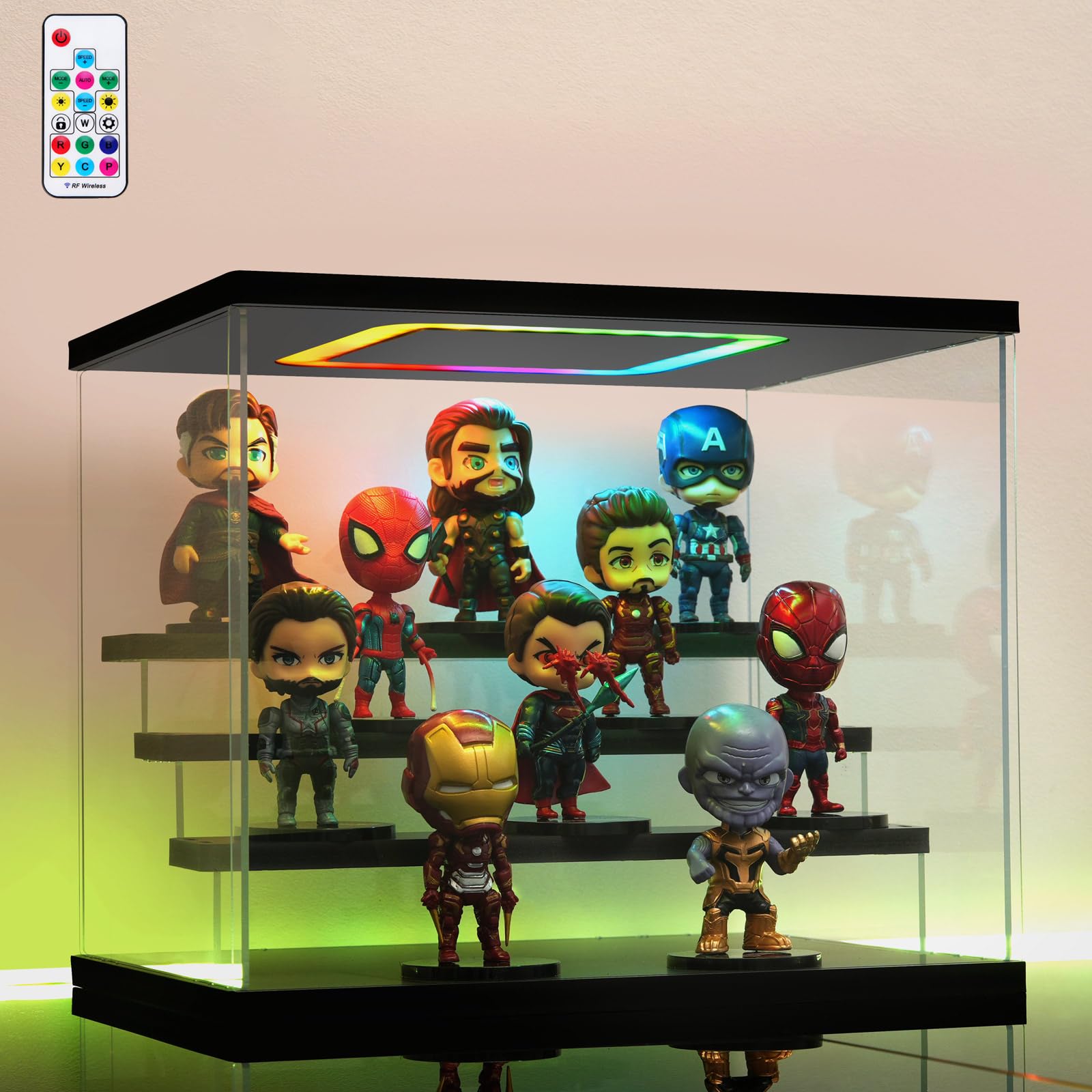 AZEYN Clear Acrylic Display Case with Light