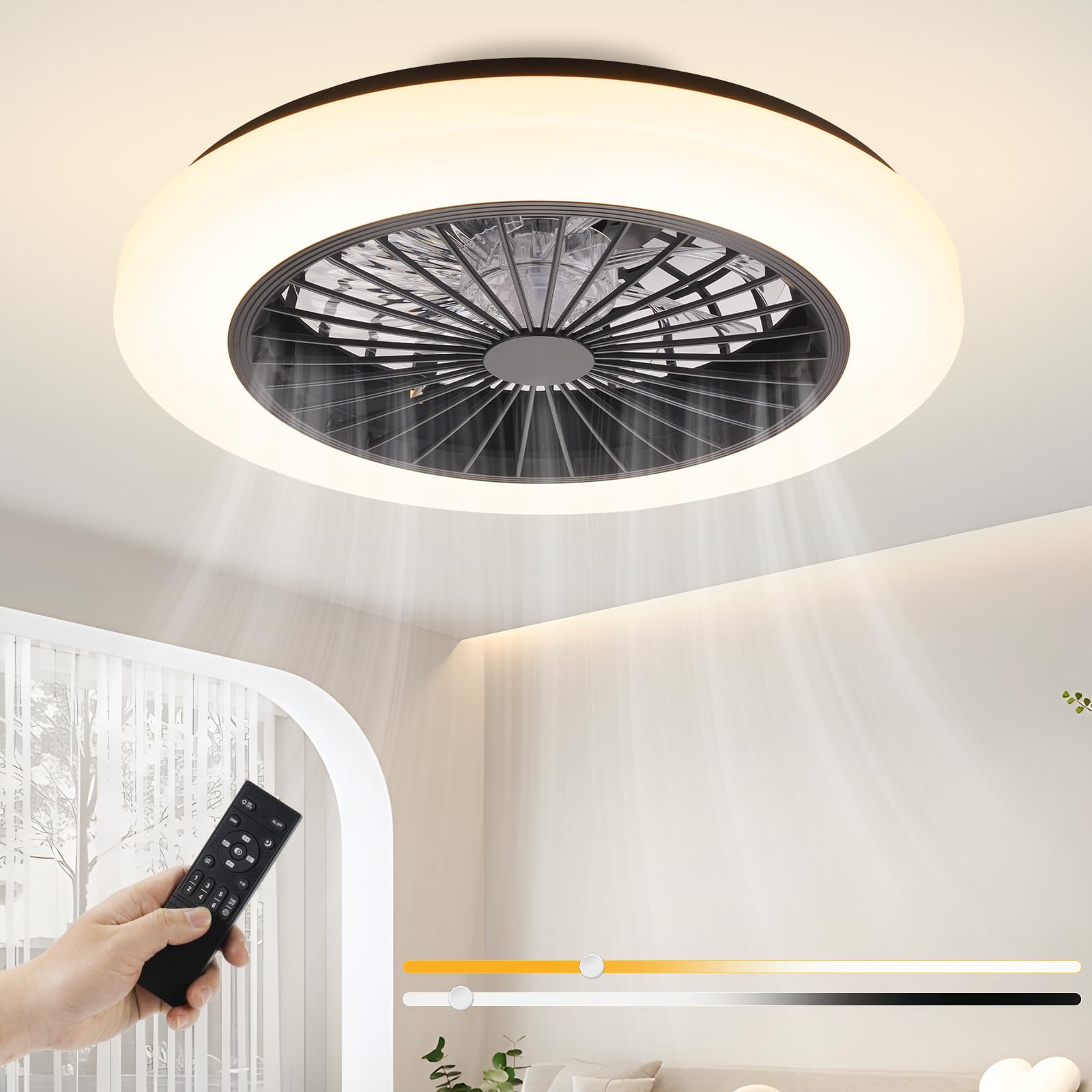 CREATE Windcalm Plafondventilator, zwart met verlichting
