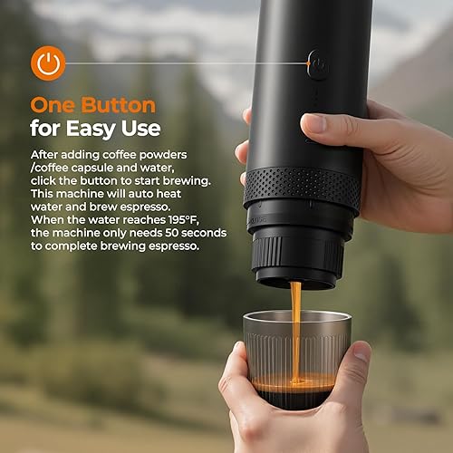 Miniatura 4 de Narcissus Máquina de café espresso eléctrica portátil para viajes, cafetera de viaje 2 en 1 de 86.6 vatios para un máximo de 0.42 oz de café en