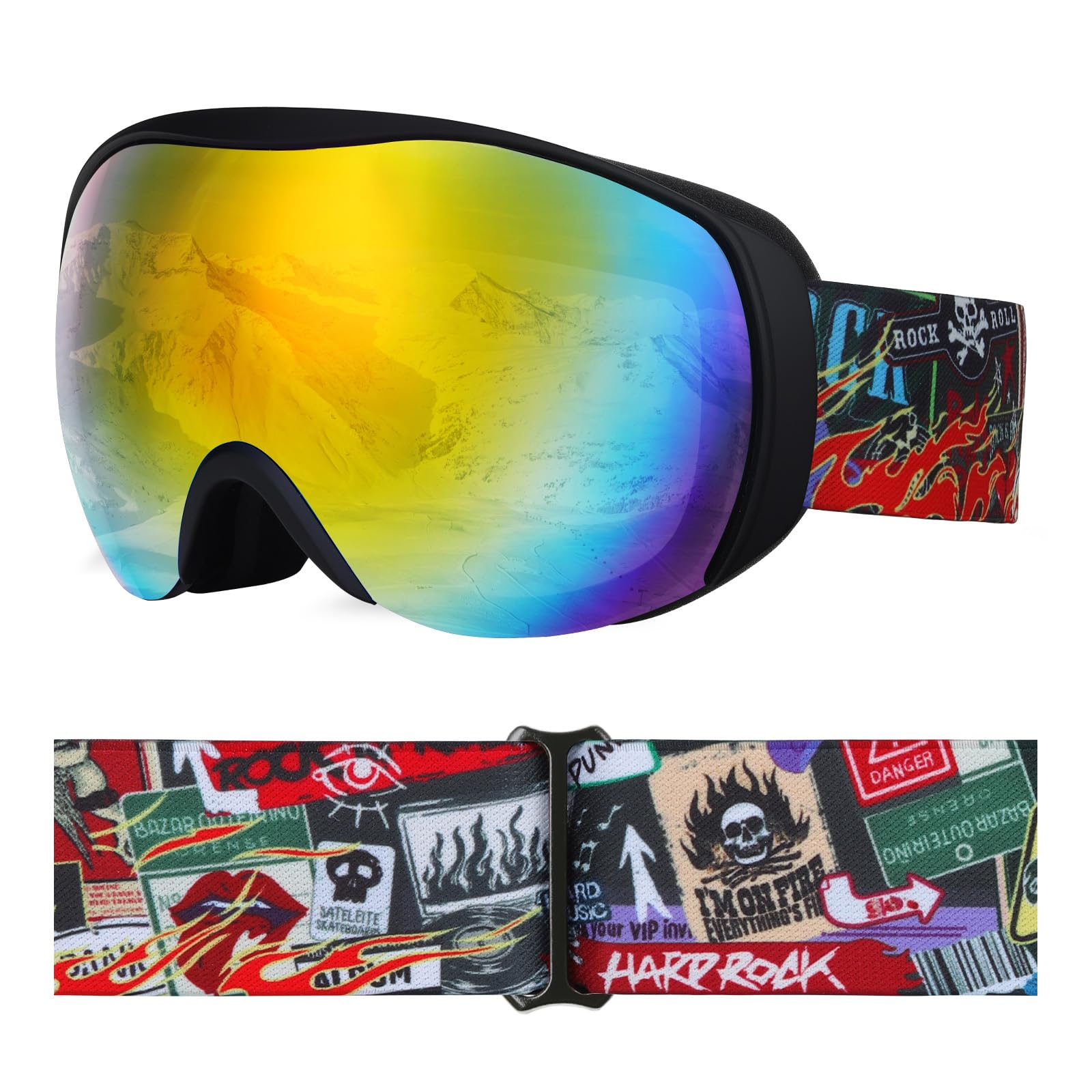 Gogle narciarskie dla dzieci, przeciwmgielne okulary snowboardowe z podwójną soczewką dla dzieci w wieku 6-14 lat, OTG, anty-100% UV 400, gogle śniegowe dla chłopców i dziewcząt, dla narciarzy
