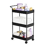 Volnamal Baby Diaper Caddy - Plastic Diaper Organizer for Nursery Essentials, Movable Cart for Changing Table & Crib, Easy to Assemble, Black