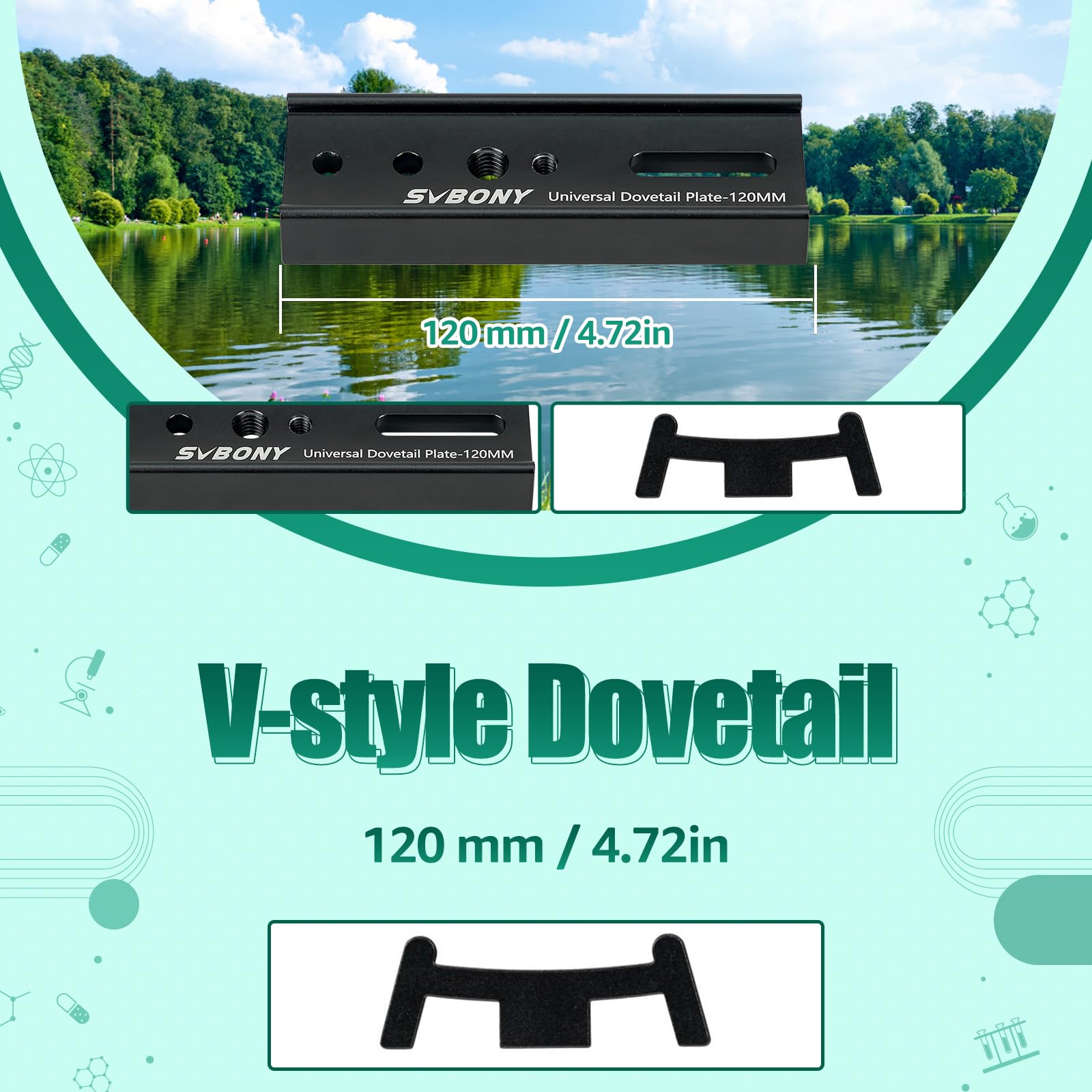 SVBONY SV219 Plaque de montage à queue d'aronde, 120 mm, plaque universelle compatible avec les selles Vixen, accessoires de télescope pour trépied équatorial OTA Sky Astrophotographie