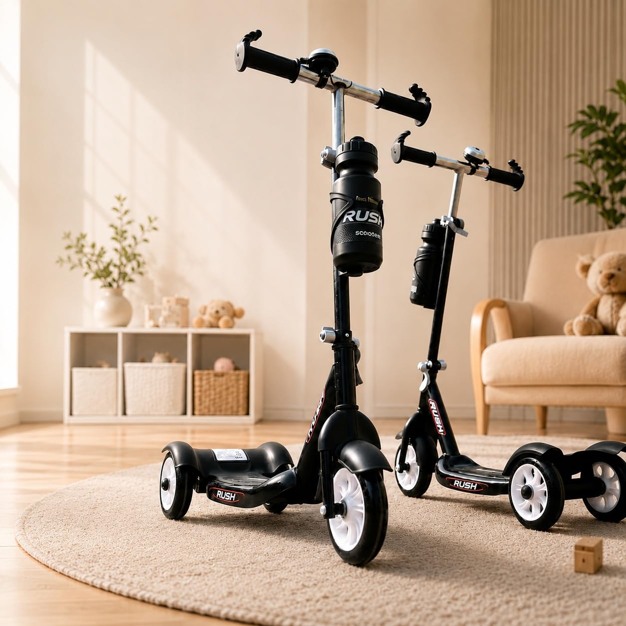 Kids Kick Scooter with Water Bottle Holder | 3 Wheel Adjustable Height Scooters for Kids | Foldable Children Scooty with Wide Deck & Rear Brake | Indoor Outdoor Scooter for Boys & Girls-image-41