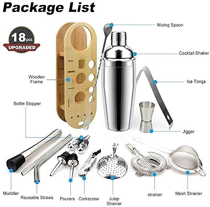 Set de Barra de Cócteles 18 PCS Coctelera de Acero Inoxidable miniatura 4
