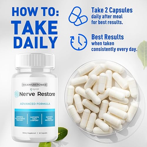 Miniatura 3 de Paquete de 5 cápsulas de restauración nerviosa, píldoras de apoyo oficiales NerveRestore con todos los ingredientes naturales, suplemento de fórmula
