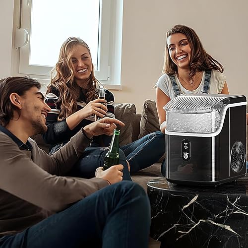 Miniatura 7 de Máquina de hielo para encimera de pepitas con hielo de pellets masticable suave, limpieza automática, 34 libras24 horas, máquina de hielo de