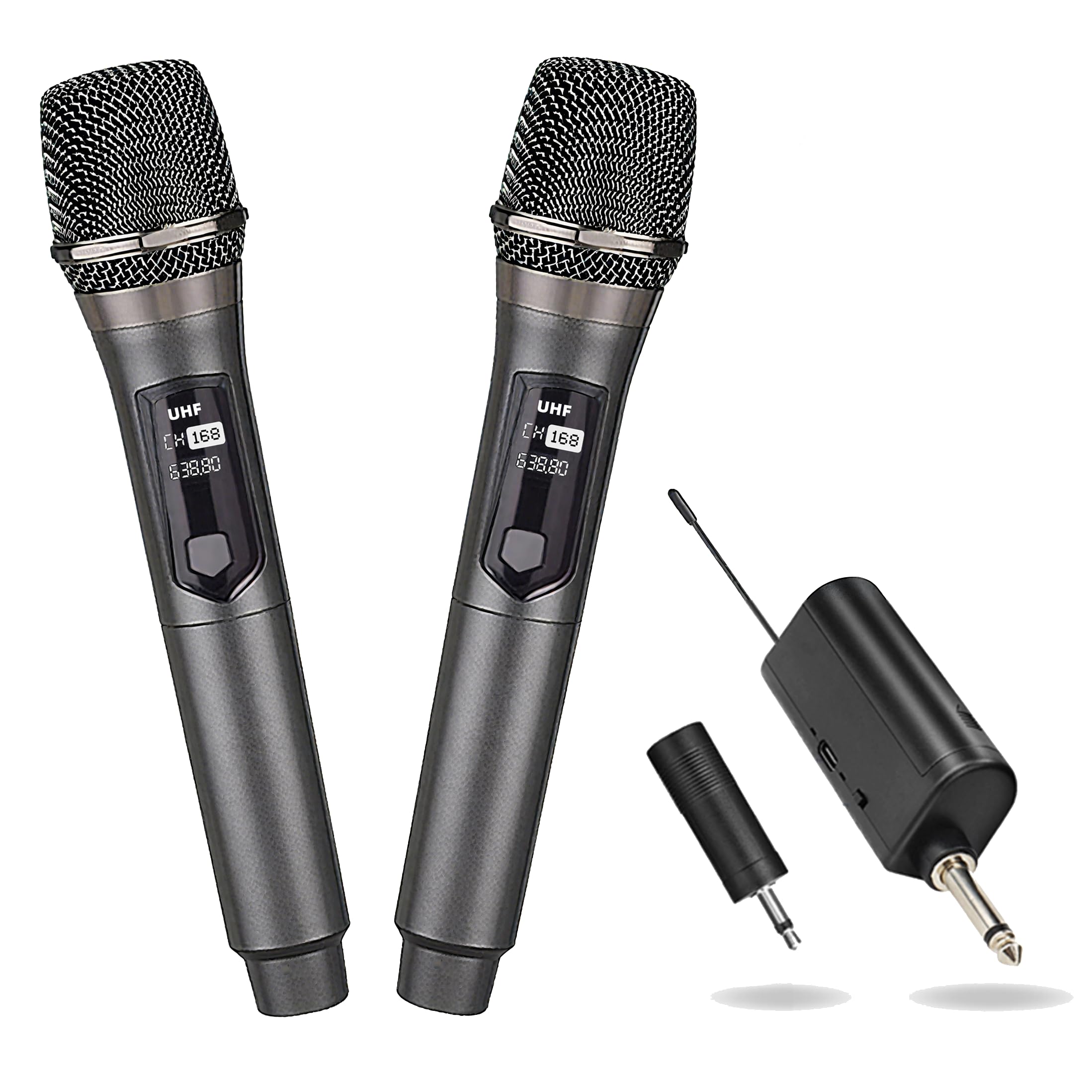 Sistema microfono portatile wireless professionale con ricevitore ricaricabile e uscita da 3,5 mm, frequenza fissa, per DJ, eventi in chiesa e karaoke (68)