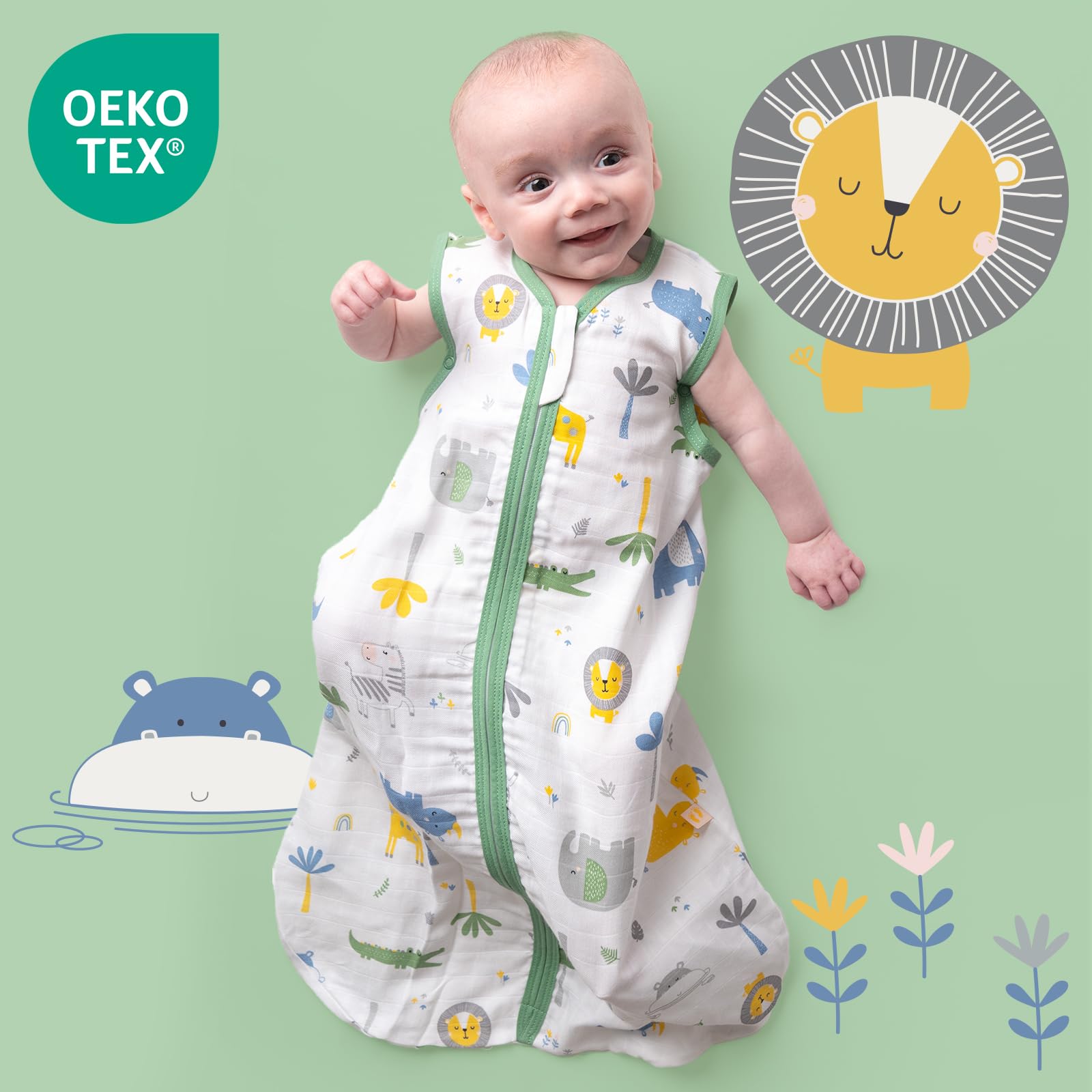 schlummersack Slumbersac Sacco nanna neonato 0.5 Tog in Mussola | Sacco a pelo bambini leggero | Sacco nanna estivo