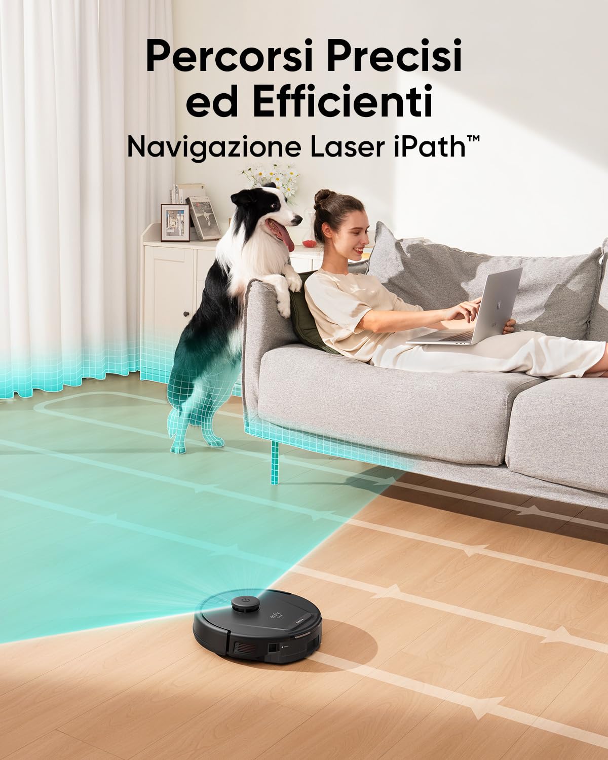 eufy Aspirateur robot L60 avec fonction vadrouille, puissance d'aspiration ultra forte de 5.000Pa, navigation laser iPath, pour un nettoyage complet des sols, idéal pour les cheveux et les sols durs