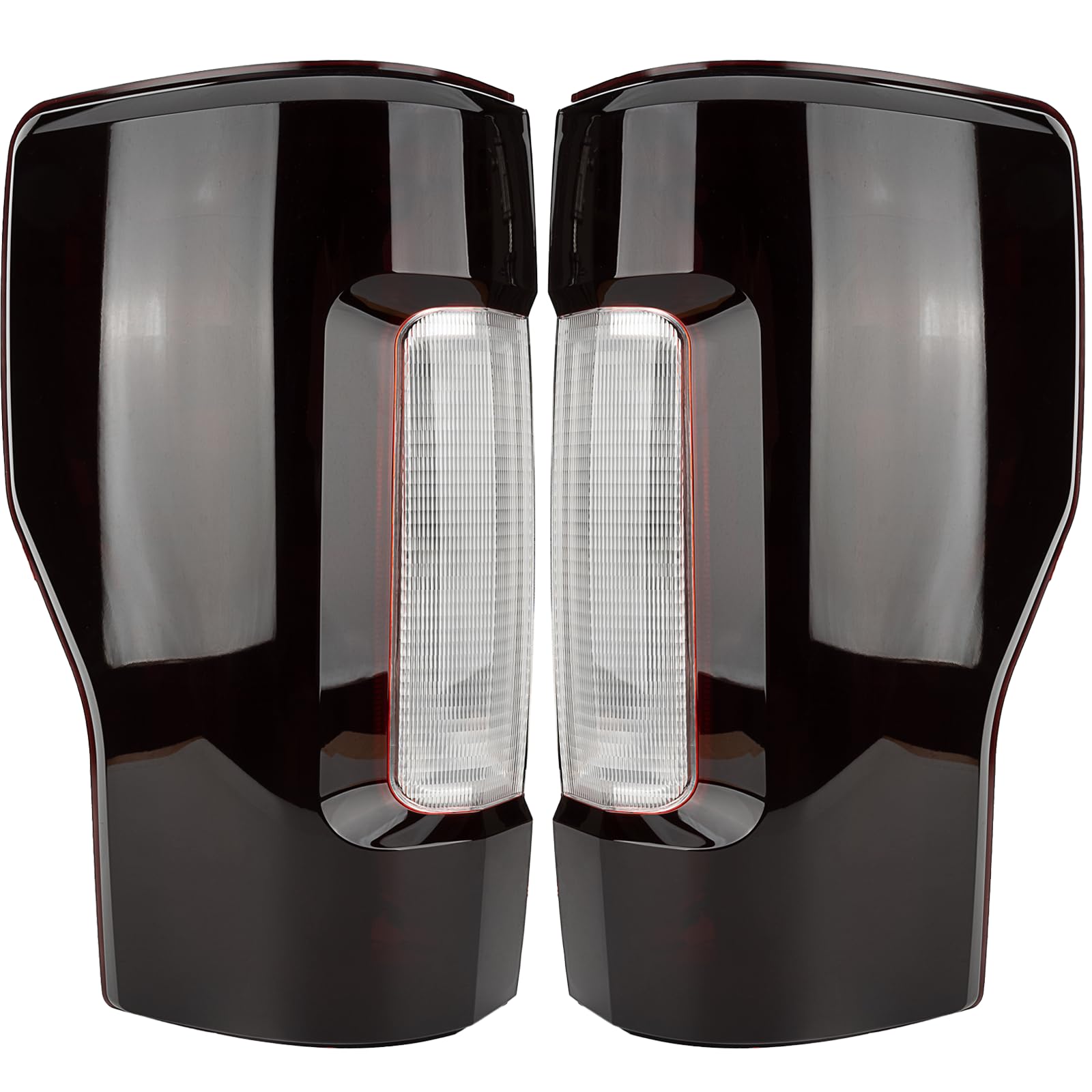 tail light assembly compatible with 2017-2019 ford f-250 f-350 super duty driver and passenger side smoke red rear brake lamps replacement taillights (without blind spot) (without led)