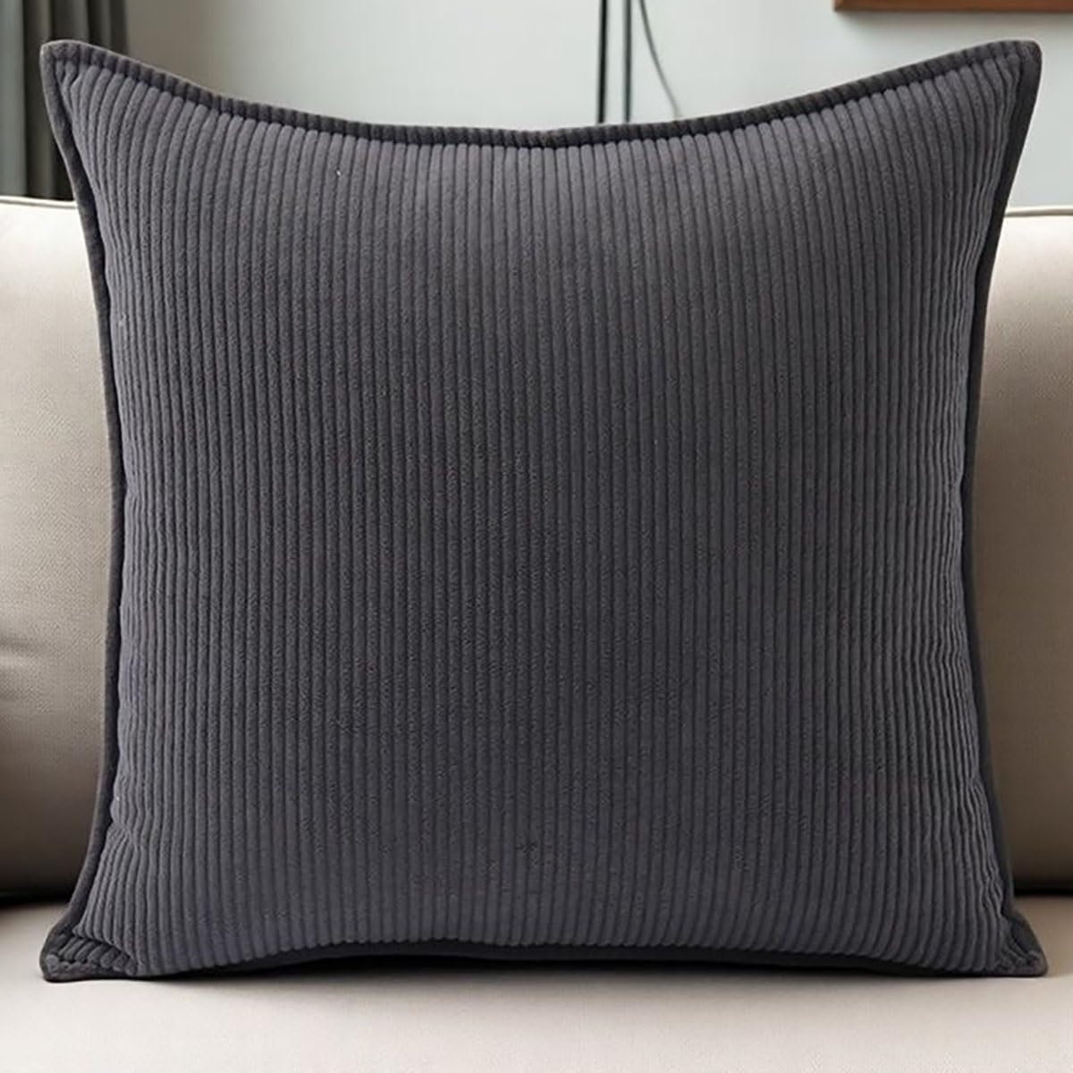 SWJ-swjssb Extra Large Pillow Cases With Zipper, Decorative Cushion Covers, Square Rectangle King Size Pillow Covers Corduroy Pillowcase For Couch Sofa Bed Room Pillows Case(Charcoal grey,50x70 cm)