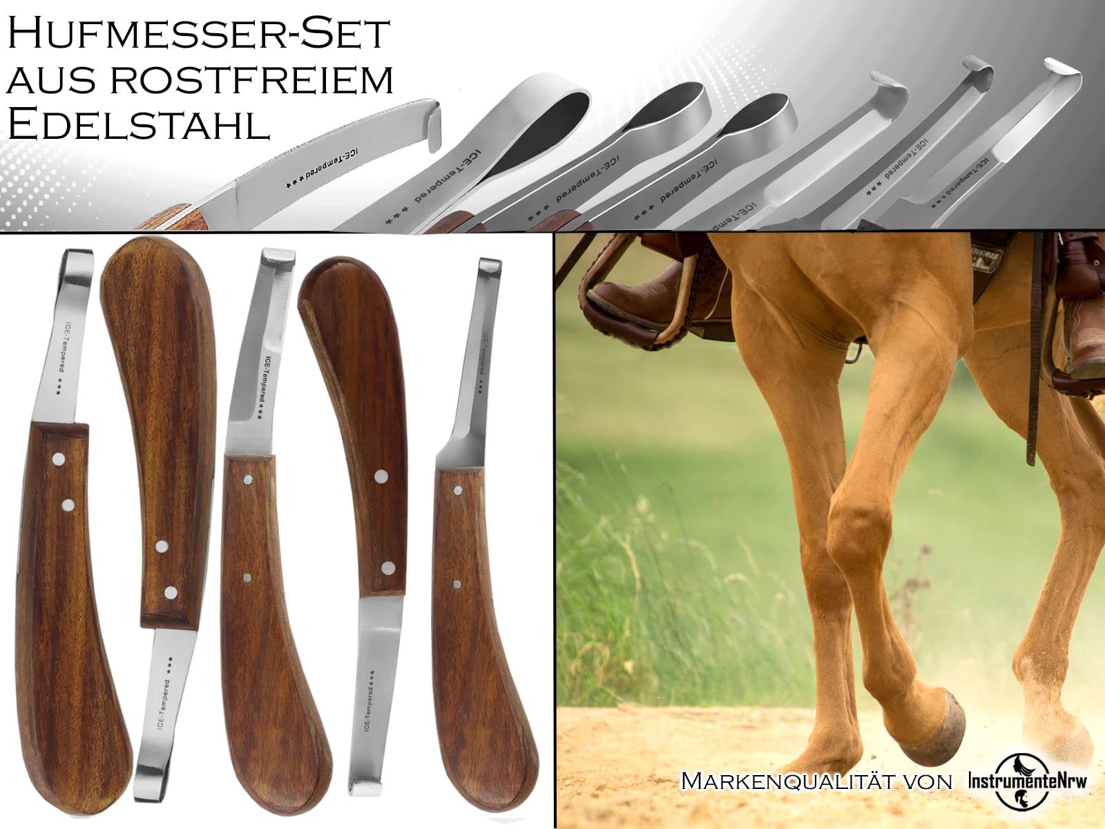 Pferde Hufmesser 7er Set Schlaufenmesser Klauenmesser Hufschneidemesser