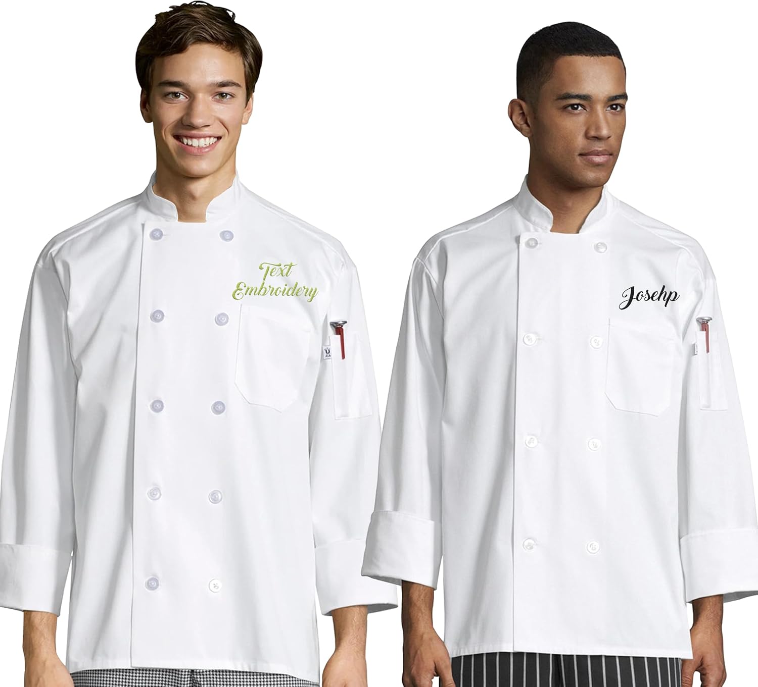 Custom Embroidered Chef Coat Your Text Name Logo Personalized Unisex Long Sleeve Chef Jacket Black