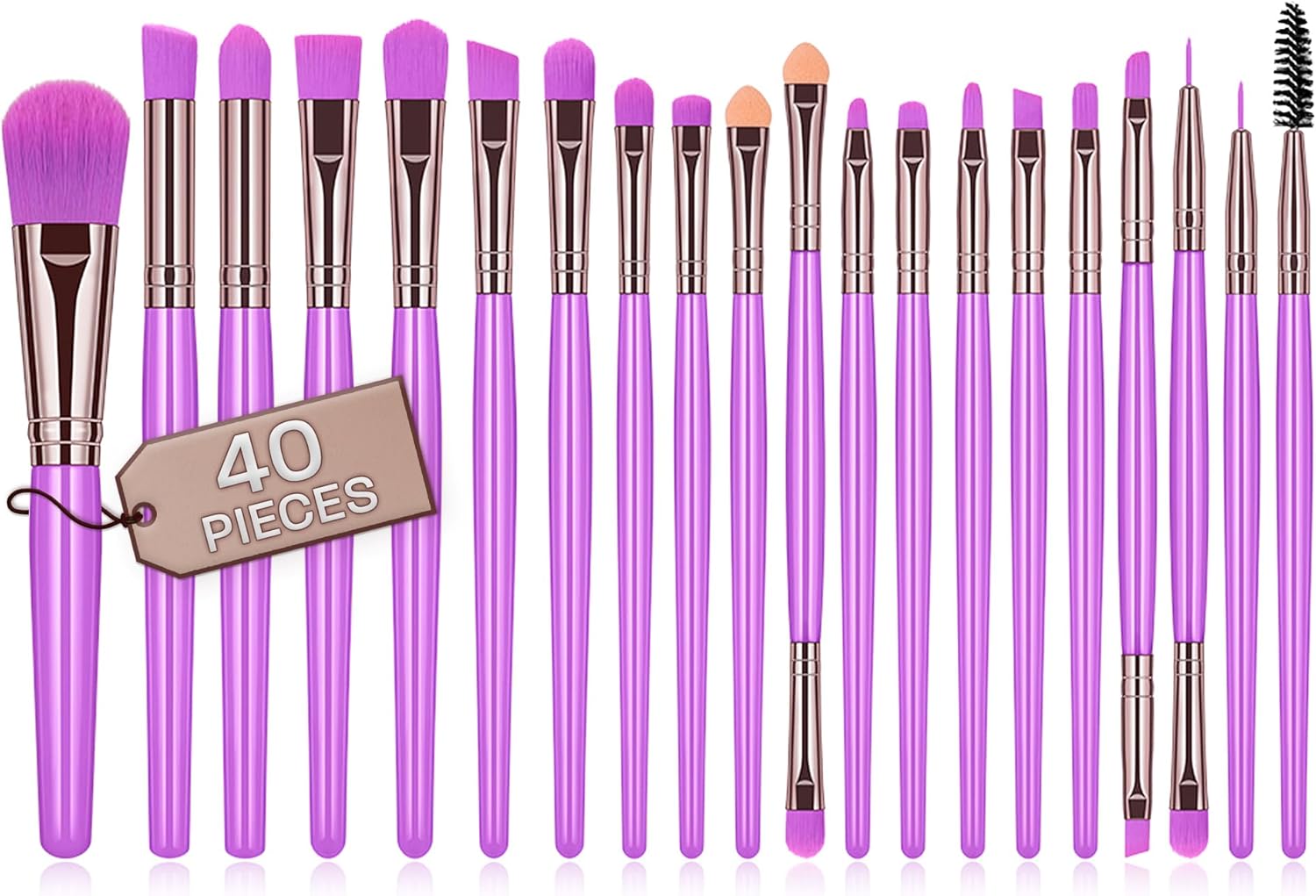 Professional Makeup Brush Set, 40 Pieces, High-Quality Synthetic Hair Concealer Brush, Eyeshadow Brush, Blush Brush, Makeup Brush (Purple)